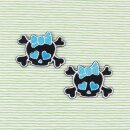 Patch - Skull with hearts - small blue - Set of 2