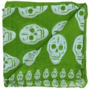 Cotton Scarf - skulls 1 green - white - squared kerchief