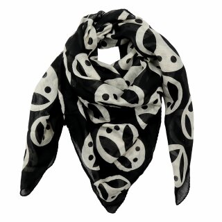 Cotton Scarf abstract 23 alien circles black beige squared kerchief