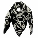 Cotton Scarf abstract 23 alien circles black beige...