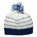 Woolen hat with bobble and stripes pattern - white - blue...
