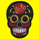 Aufnäher - Totenkopf Mexico mit Rose -...