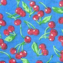 Cotton Scarf - Cherry Print - blue - squared kerchief