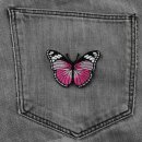 Aufnäher - Schmetterling - rosa-schwarz-weiß -...
