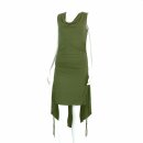 Kleid mit Raffung - grün-oliv - Wasserfallkragen -...